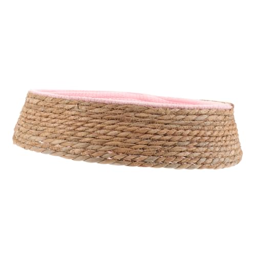 Kisangel Rundes Geflochtenes Haustierbett aus Strapazierfähigem Rattan Atmungsaktive Schlafmatte für Kleine Hunde und Katzen Komfortables Kissen Pflegeleichtes Hundehöhlenbett für Zuhause von Kisangel