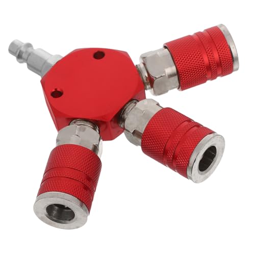 Kisangel Schnellkupplung Verteiler aus Kohlenstoffstahl Roter Schlauchadapter mit Schnellverschluss Druckbeständig für Pneumatische Industriekompressoren und Luftschlauchaufteilungen von Kisangel