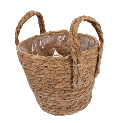 Kisangel Straw Flowerpot Handgefertigter Seegras Pflanzkorb mit Wasserdichter Membran Kreativer Übertopf für Zimmerpflanzen Blumen und Sukkulenten Natürliche Wohnzimmer und Party Dekoration von Kisangel