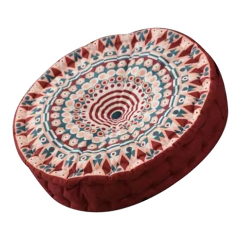 Kisangel Stuhlkissen dekoratives Sitzkissen runde Stuhlpolster Stühle im Freien Wohnzimmer versorgung Bodensitzpolster Bohemien Schemel Schreibtischstuhl PP-Baumwolle rot von Kisangel