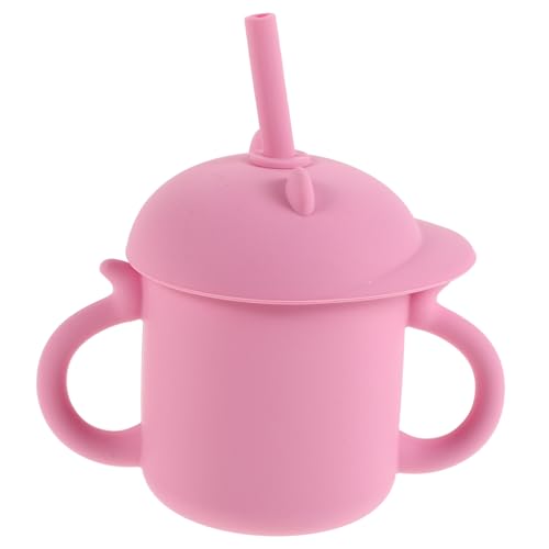 Kisangel Trinklernbecher mit Strohhalm Frei Langlebig Rutschfest für Junge Mädchen Kleinkinder und Rosa Spill Trainingsbecher Robustem von Kisangel