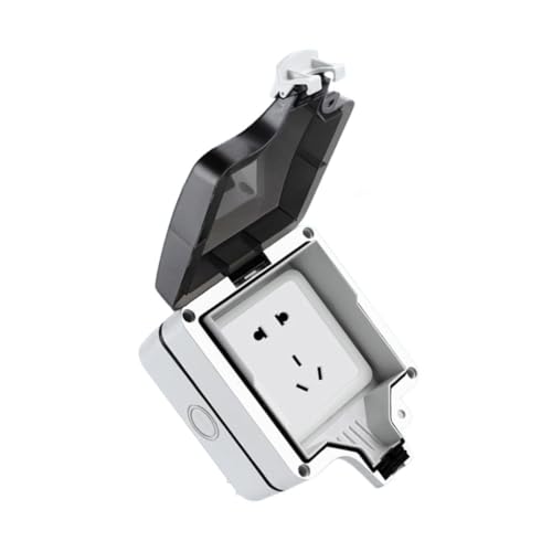 Kisangel Wasserdichte Steckdose Schutzbox für Außenbereich Dickes Kunststoffgehäuse Staub Spritzwassergeschützt Einfache Montage Langlebiger Schutz für Wandsteckdosen Geeignet für Bad und von Kisangel