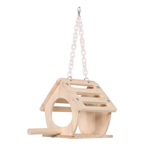 Kisangel Wetterbeständiges Holz vogelhaus mit Sitzstange zum Aufhängen Wetterfester Nistkasten für Wellensittiche Papageien und Kleine Vögel Vielseitig als Stationäres oder Hängendes Nest von Kisangel