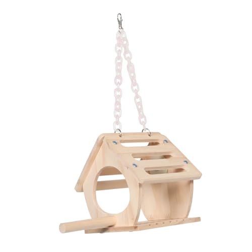 Kisangel Wetterfeste Vogelbrutbox aus Massivem Holz mit Sitzstange Hänge-nistkasten für Sittiche und Papageien Stabile Nistumgebung für Wellensittiche und Nymphensittiche von Kisangel