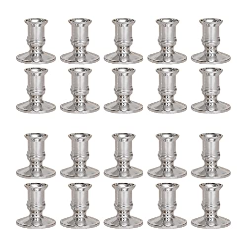 10 Stück Kerzenhalter für Stabkerzen, moderne Kerzenleuchter, Stumpenkerzenständer, Ständer, für Hochzeit, Party, Tischdekoration (Silber) von Kisbeibi