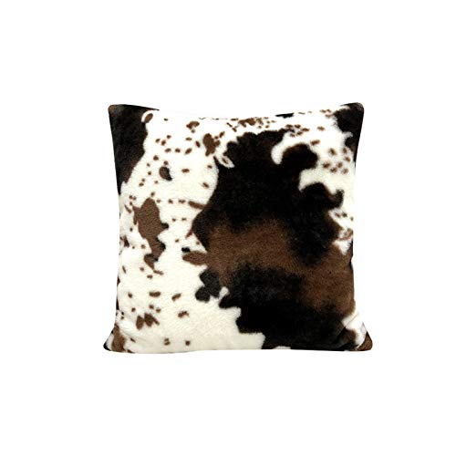 Kisbeibi 1 x Kuh-Muster Plüsch-Kissenbezug mit unsichtbarem Reißverschluss, dekorative Kissenbezüge, Dekoration für Sofa, Auto, Schlafzimmer (weißer Kaffee, 45 x 45 cm) von Kisbeibi