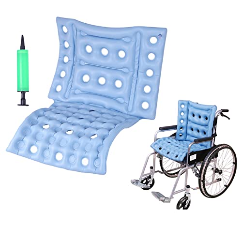 Kisbeibi Aufblasbares Rollstuhlkissen, Luftpolster zur Druckentlastung, 68 x 48 cm, aufblasbarer Rollstuhlsitz für Druckwunden, bequemes Sitzkissen für Büro, Auto, Rollstuhl und Zuhause (blau) von Kisbeibi