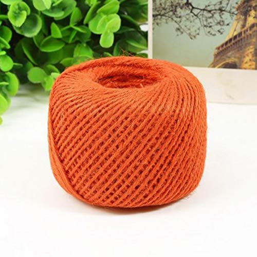 Kisbeibi Bunte Jute-Schnur, 1 Rolle, 2 mm, 50 m, natürliche Jute-Schnur für Kunstwerke, Basteln, Dekoration, Bündelung (orange) von Kisbeibi