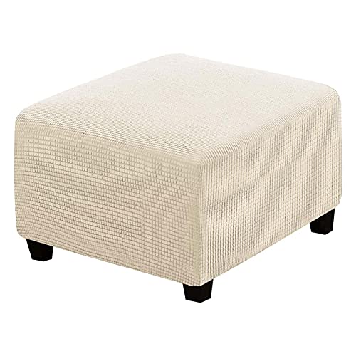 Kisbeibi Ottoman Schonbezug Cover, Elastisch Fußhocker Husse Waschbar Quadratisch Sofa Fußbank Abdeckung Möbel Beschützer(Beige) von Kisbeibi