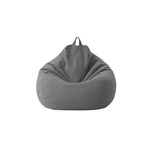 Kisbeibi Sitzsack (ohne Füllstoff), weiches Leinen, zur Aufbewahrung von Stofftieren oder Memory-Schaum, für Erwachsene, Kinder, Jugendliche (dunkelgrau, Größe: 70 x 80 cm) von Kisbeibi