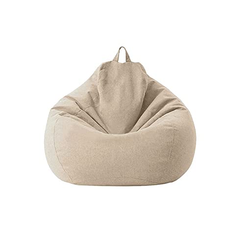 Kisbeibi Sitzsack (ohne Füllstoff), weiches Leinen, zur Aufbewahrung von Stofftieren oder Memory-Schaum, für Erwachsene, Kinder, Teenager, Khaki, Größe: 80 x 90 cm von Kisbeibi