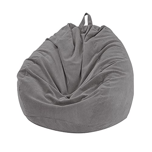 Kisbeibi Sitzsack-Stuhlbezug (ohne Füllung), waschbar, ultraweich, Cord, stabiler Sitzsackbezug (Grau, Größe: 100 x 120 cm) von Kisbeibi