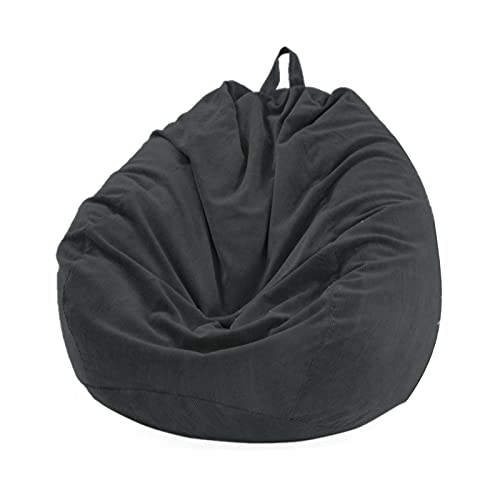 Kisbeibi Sitzsackbezug (ohne Füllstoff), waschbar, sehr weich, aus Cord, robust, Schwarz, Größe: 100 x 120 cm von Kisbeibi