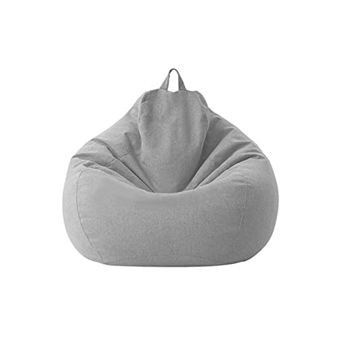 Sitzsackbezug ohne Füllung, Sitzsack für Kinder und Jugendliche, Lazy Sitzsack Stuhlbezug Bean Bag Chair Cover, Sofabezug Sitzsackbezug für Outdoor & Indoor Gaming Entspannen(Hellgrau,Size:80x90cm) von Kisbeibi