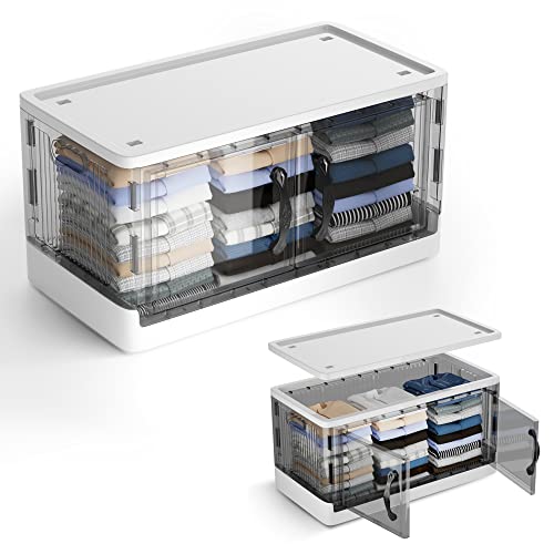 Kiseely Großer Aufbewahrungskasten mit Deckel, 172L Aufbewahrungsbehälter, 4er-Pack faltbare Aufbewahrungsbox mit Rädern, stapelbarer Behälter für Kleidung, 62X32X124cm (1 Schicht) von Kiseely