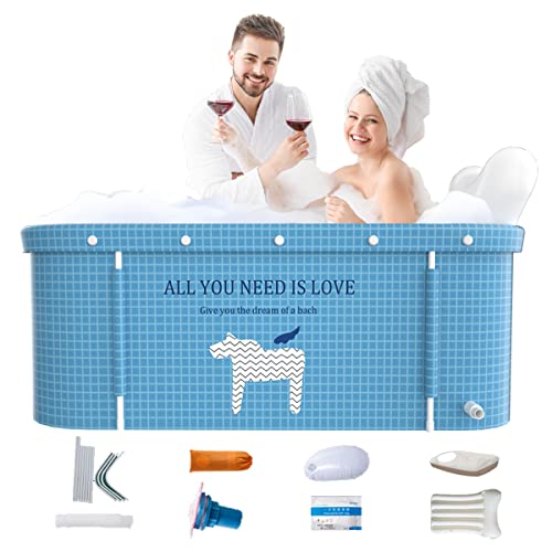 Tragbare faltbare Badewanne mit Abdeckung für Erwachsene, 120cm Familie SPA Badewanne für Badezimmer, verdickte mehrschichtige Badewanne mit Deckel für Duschkabine, 120cmx55cmX52cm von Kiseely