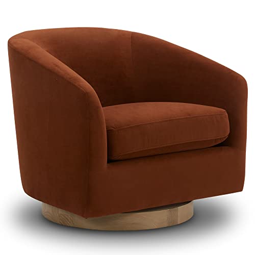 Kislot Swivel Accent Chair Armchair Round Barrel Chairs in Performance Fabric for Bedroom Nursery Reading Waiting Living Room, Burnt Orange, 23.2" Wide Seat von Kislot