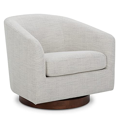 Kislot Swivel Accent Chair Armchair Round Barrel Chairs in Performance Fabric for Bedroom Nursery Reading Waiting Living Room, Ivory, 23.2" Wide Seat von KISLOT