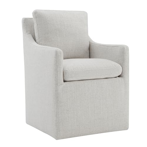 Kislot Upholstered Dining Chairs with Casters Modern Accent Armchair with Rollers for Diningroom Bedroom Livingroom Reading Room, Ivory von KISLOT