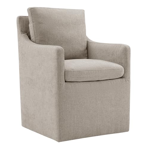 Kislot Upholstered Dining Chairs with Casters Modern Accent Armchair with Rollers for Diningroom Bedroom Livingroom Reading Room, Khaki, Twin von KISLOT