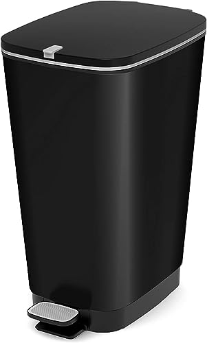 CURVER KIS Chic Bin Style Treteimer 45 Liter mit Deckel und Pedal, Müllbeutelaufhängung, schwarz metallic, 29 x44,5 x 60,5 cm von KIS
