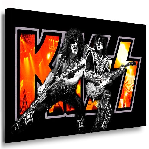 Kiss Leinwandbild 100x70cm Bild fertig auf Keilrahmen ! Pop Art Gemälde Kunstdrucke, Wandbilder, Bilder zur Dekoration - Deko. Musik Stars Kunstdrucke von KISS