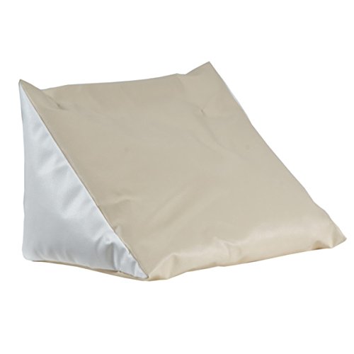 Lesekissen beige-weiß Rückenstütze aus Kunstleder für Bett; Couch, Fernsehen, Rückenkissen für bequemes sitzen, Keil- Nackenkissen mit Schaumstoffflocken von Kissen & more