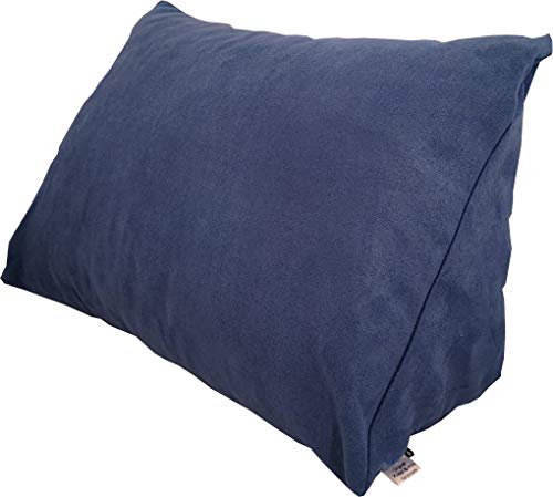 Lesekissen und Rückenstütze in Mikrofaser für optimalen Sitzkomfort, Keilkissen, Nackenkissen, Dekokissen, Fernsehkissen für Bett und Couch, mit Schaumstoffflocken (blau) von Kissen & more