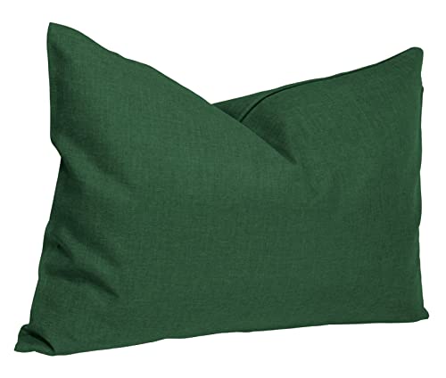 Kissenbezug 30x50 cm grün dunkel mit Reißverschluss Struktur Leinenoptik Kissen für Sofa Wurfkissen von Kissenhülle