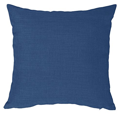 Kissenbezug 60x60 cm blau mit Reißverschluss Struktur Leinenoptik Kissen für Sofa Wurfkissen von Kissenhülle