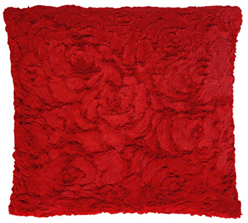 Kissenhülle Rose Plüsch Kissenbezug Deko Couch Kissen ca. 40x40 50x50 o. 60x60 cm #1273 (rot, 50x50) von Kissenhülle