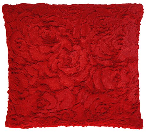 Kissenhülle Rose Plüsch Kissenbezug Deko Couch Kissen ca. 40x40 50x50 o. 60x60 cm #1273 (rot, 60x60) von Kissenhülle