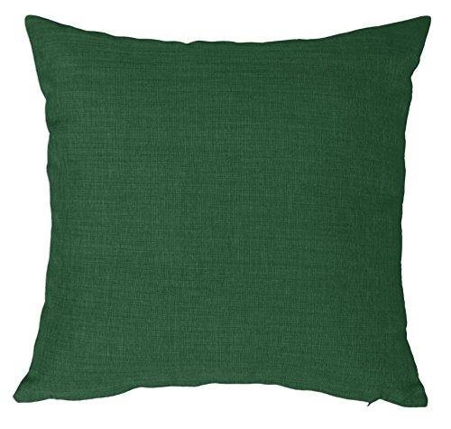 Kissenbezug 40x40 cm grün dunkel mit Reißverschluss Struktur Leinenoptik Kissen für Sofa Wurfkissen von Kissenhülle