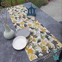 Africa-style Tischläufer "Nairobi", Afrikanischer Safari-style, Gelb Ocker Creme Braun Grau Schwarz Grün, Mitteldecke, Doppellagig von Kissentempel