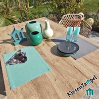 Echtes Outdoor Tischset "Nizza", Uv-Beständig, Wetterfest, Mintgrün Oder Grau, Platzdeckchen Für Terrasse/Balkon Camping Wintergarten von Kissentempel