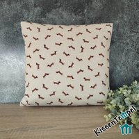 Kissenbezug "Dackel" 40x40cm, Gastgeschenk/Mitbringsel Für Dackelfreunde, Hundebesitzer, Weihnachtsgeschenk Dackelliebhaber von Kissentempel