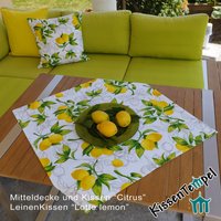 Zitronen Mitteldecke "Citrus" Im Amalfistyle Mit Sommerlichen Zitronen-Motiven, Zitronengelb, Deko Für Frühling Und Sommer, Doppellagig von Kissentempel