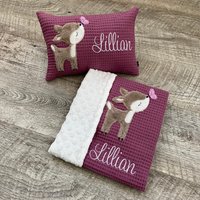 Kinderwagendecke | Decke 50x70 Babydecke Bestickt Mit Namen Personalisierte Und Kissen Set Waffelpique Kinderwagendecke | Decke 50x70 Babydecke Bestickt Mit Namen Personalisierte Und Kissen Set Waffelpique von Kissenzauberei