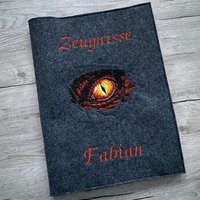 Zeugnismappe Personalisiert Einschulung - Sichtbuch Mit Namen & Motiv Geschenk Schulanfang Mädchen Junge Zeugnishülle Filz Bestickt von Kissenzauberei