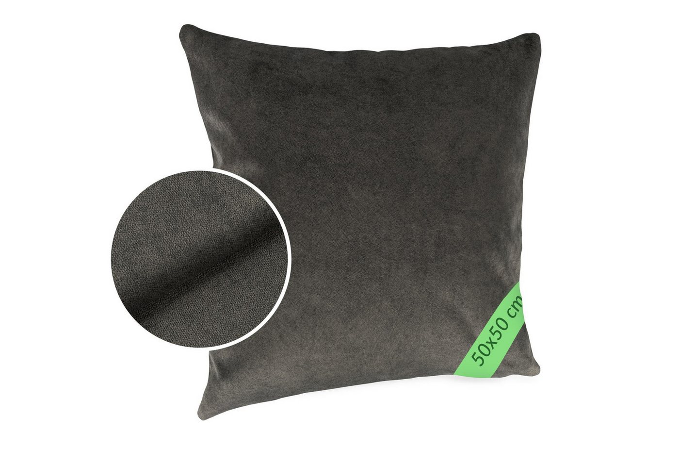 Kisska Dekokissen Kissenhülle MAGIC atmungsaktiv Velour Zierkissen Ambiente Dekorieren, Kissenüberzug ohne Füllung Meliert-Optik UNI 50x30cm Einfarbig Grau von Kisska
