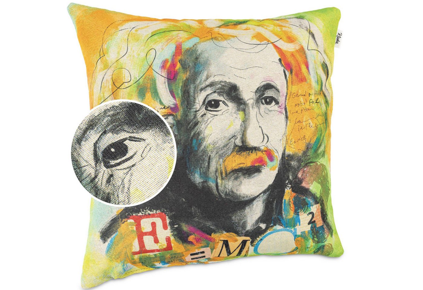 Kisska Dekokissen Kissenhülle mit oder ohne Füllung Designer Kissenbezug Zierkissen, Kissenhülle in 40x40cm Albert Einstein ohne Füllung aus Gobelin PopArt von Kisska