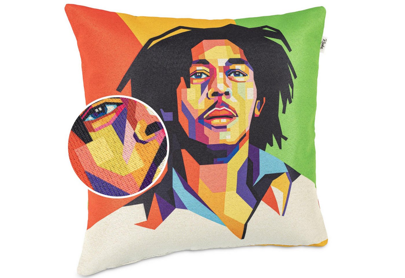 Kisska Dekokissen Kissenhülle mit oder ohne Füllung Designer Kissenbezug Zierkissen, Kissenhülle in 40x40cm Bob Marley ohne Füllung aus Gobelin PopArt von Kisska