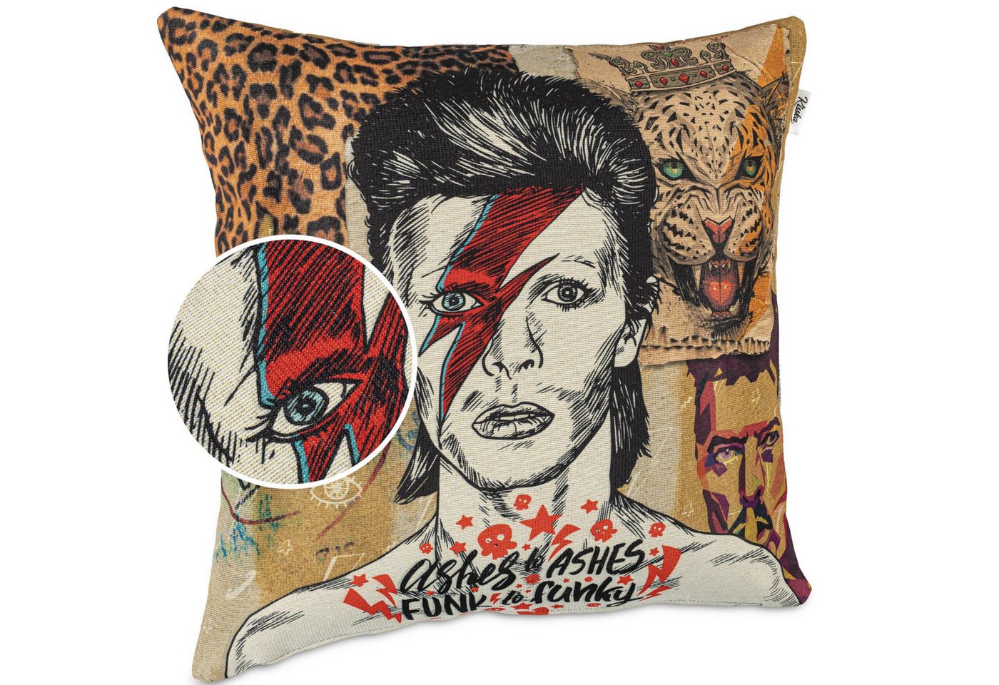 Kisska Dekokissen Kissenhülle mit oder ohne Füllung Designer Kissenbezug Zierkissen, Kissenhülle in 40x40cm David Bowie ohne Füllung aus Gobelin PopArt von Kisska