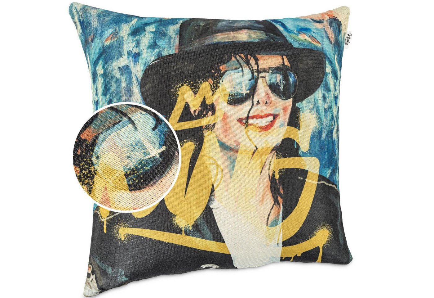 Kisska Dekokissen Kissenhülle mit oder ohne Füllung Designer Kissenbezug Zierkissen, Kissenhülle in 40x40cm Michael Jackson ohne Füllung aus Gobelin PopArt von Kisska