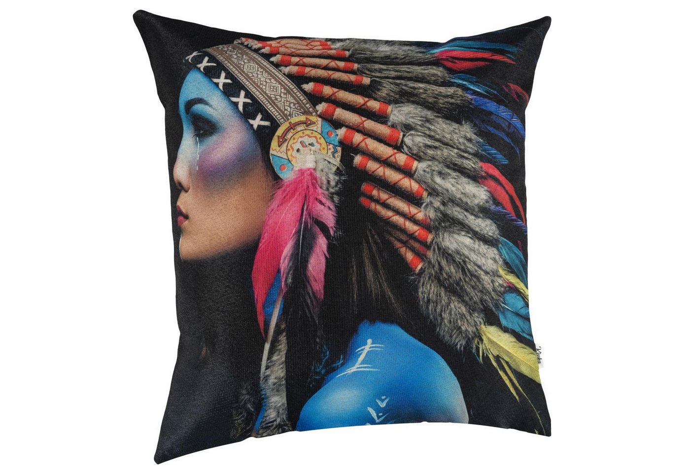 Kisska Dekokissen robust Designer Kissenbezug Modern-Zierkissen, Native American Kissenhülle in 40x40cm ohne Füllung Gobelin Pop Art von Kisska