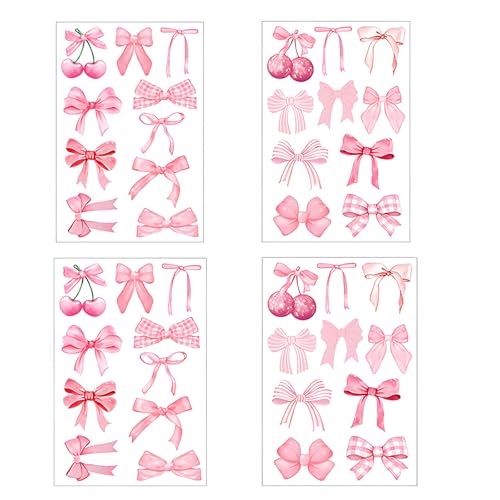 40 Stück Rosa Schleifen Wandtattoo Wohnzimmer, Wasserfeste PVC Wandsticker Kinderzimmer, Schleife Stickers für Laptop, Tiefkühltruhe, Schlafzimmer Room Decor (Pink 2) von Kisstta