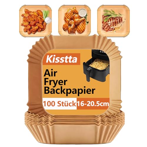 Kisstta 100 Stück Backpapier für Heißluftfritteuse 16-20,5cm, 2-4,5L Heißluftfritteuse Backpapier, Air fryer Backpapier Eckig Verdicktes Antihaft Wasserdicht Luftfritteuse Schalen Zubehör Kisstta 100 Stück Backpapier für Heißluftfritteuse 16-20,5cm, 2-4,5L Heißluftfritteuse Backpapier, Air fryer Backpapier Eckig Verdicktes Antihaft Wasserdicht Luftfritteuse Schalen Zubehör von Kisstta