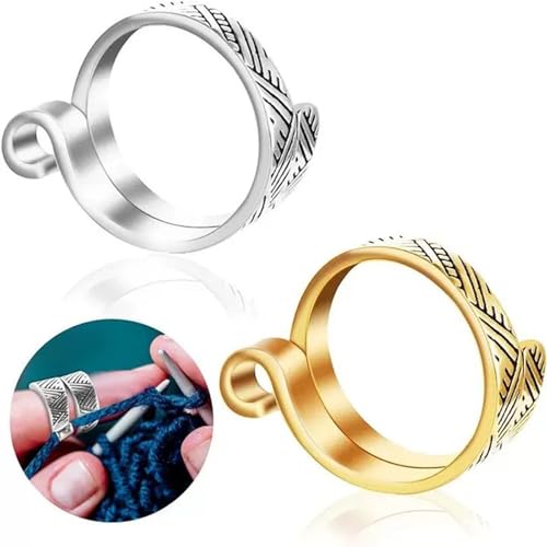 Kisstta 2 Stück Häkelring,2 CM Verstellbar Gold und Silber Häkelringe Finger,Geeignet Zum Tragen Beim Stricken Von Pullovern,Schals und Socken Kisstta 2 Stück Häkelring,2 CM Verstellbar Gold und Silber Häkelringe Finger,Geeignet Zum Tragen Beim Stricken Von Pullovern,Schals und Socken von Kisstta