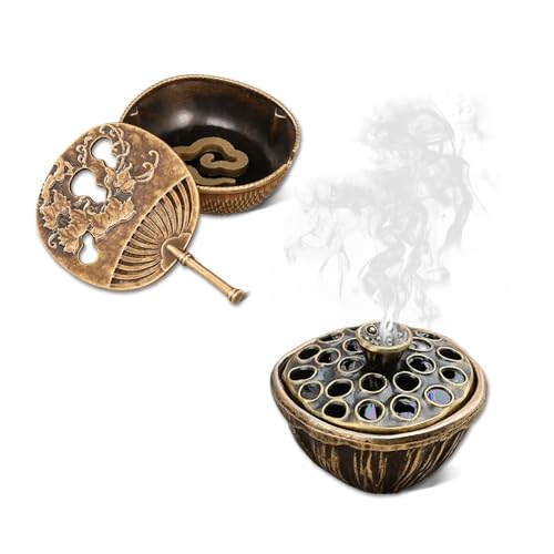 Kisstta 2 Stück Metall Mini Räuchergefäß, Räucherstäbchenhalter Lotus und Fächer, Räucherstäbchenbrenner für Deko Wohnzimmer und Yoga Zubehör von Kisstta