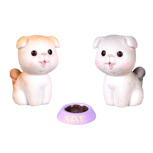 Kisstta 3 Stück Katzen Figuren Deko, Katze Spielfiguren Spielzeug, 2.2 * 3.6cm Gelb Und Grau, Katze Dekoration Für Den Garten, Tisch von Kisstta